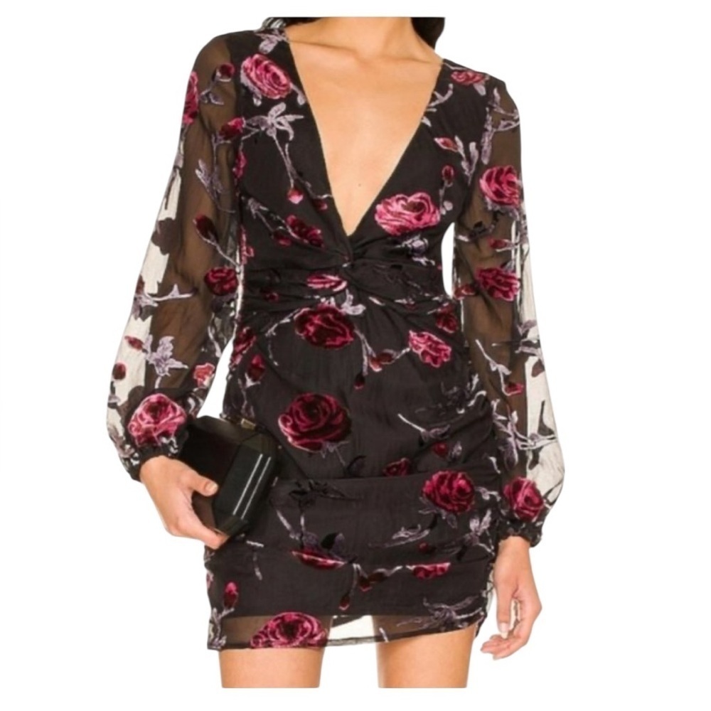 Majorelle NEW Ava Deep Vneck Ruched Mini Dress